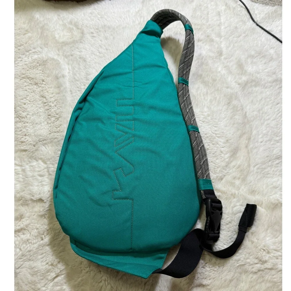 Kavu Rope Bag Teal Canvas Sling Crossbody Backpack Hiking Gorpcore Travel